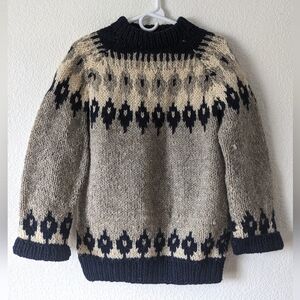 Vintage Wool Sweater - Grey/Cream/Navy - Good Condition - Smoke-Free Home
